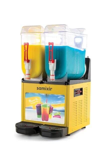 SLUSH Twin Allure Model - Karlama / Buzlu İçecek Dispenseri, Sarı Renk, 12 + 12 Lt