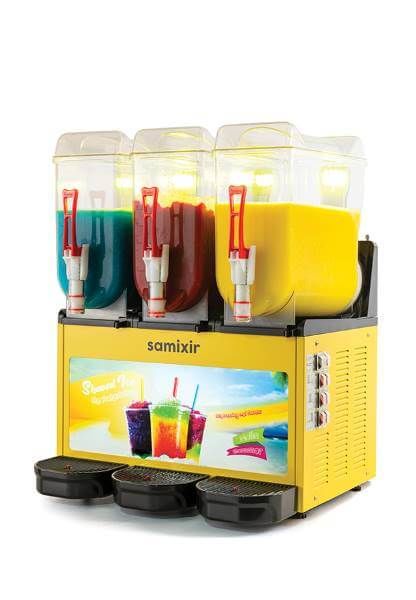 SLUSH Triple Allure Model - Karlama / Buzlu İçecek Dispenseri, Sarı Renk, 12 + 12 + 12 Lt