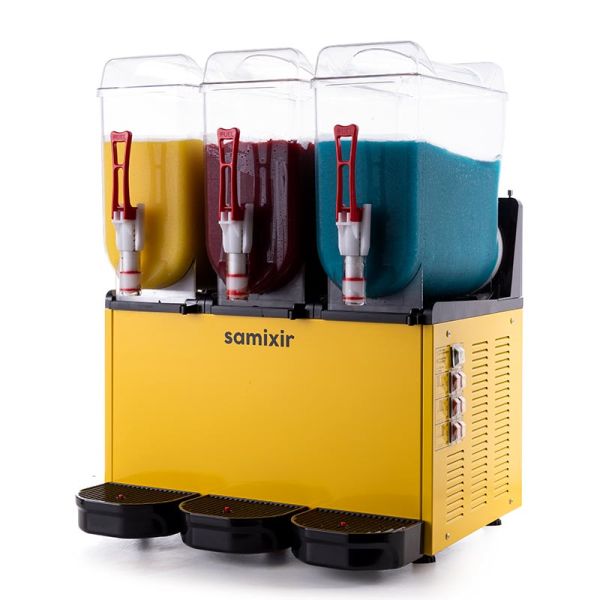SLUSH Triple Model - Karlama / Buzlu İçecek Dispenseri, Sarı Renk, 12 + 12 + 12 Lt
