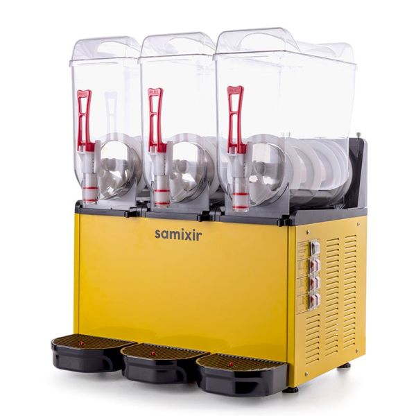 SLUSH Triple Model - Karlama / Buzlu İçecek Dispenseri, Sarı Renk, 12 + 12 + 12 Lt