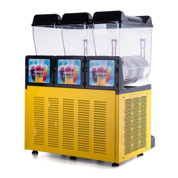SLUSH Triple Model - Karlama / Buzlu İçecek Dispenseri, Sarı Renk, 12 + 12 + 12 Lt