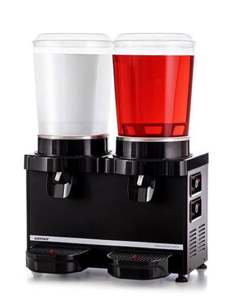 Panoramik 10 Twin Model - Karıştırıcılı Soğuk İçecek Dispenseri, Siyah Renk, 10 + 10 Lt