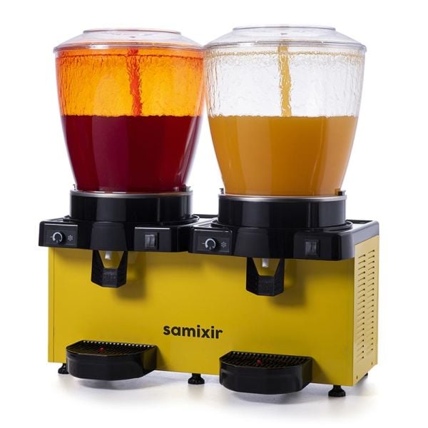 Panoramik 22 Twin Model - Kombinasyon Soğuk İçecek Dispenseri, Sarı Renk, 22 Lt Fıskiyeli + 22 Lt Fıskiyeli