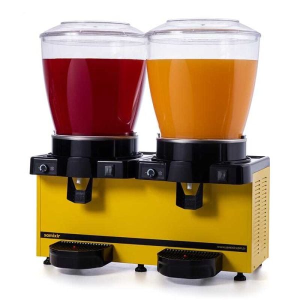 Panoramik 22 Twin Model - Kombinasyon Soğuk İçecek Dispenseri, Sarı Renk, 22 Lt Karıştırıcılı + 22 Lt Karıştırıcılı