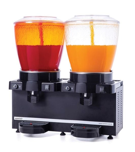 Panoramik 22 Twin Model - Kombinasyon Soğuk İçecek Dispenseri, Siyah Renk, 22 Lt Fıskiyeli + 22 Lt Fıskiyeli